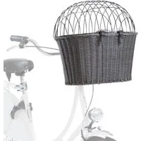TRIXIE Tierfahrradkorb Hundefahrradkorb vorne aus Polyrattan - anthrazit - 44 × 41 × 34 cm