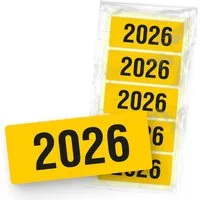 itenga Etiketten itenga 50x Jahresetiketten 2026 GELB rechteckig 6 x 2,5 cm aus Haftpap