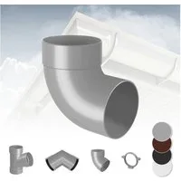 RainWay Dachrinne, Regenrinnen System (Rohrbogen 87° einfach) - PVC-U Kunststoff in 4 Farben, für Dachflächen < 100m² empfohlen, Eckstück Bogen 87 Grad