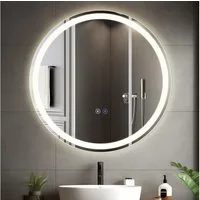 Nettlife Badspiegel Rund Touch Schalter und Entfogger Wandspiegel Beleuchtet 50/60/70/80cm, Dimmbar Memories Funktion Ideal für Badezimmer