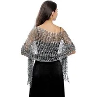 Zaewry Modeschal Damen Pailletten-Modeschal, Fransen- und Lochmuster-Schal, glänzender modeschal, ideal für Partys, Bälle und Hochzeiten.