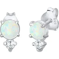 Elli Paar Ohrstecker Schmuck Geschenk Silber 925 Ohrringe, mit Opal (synth), Zirkonia (synth)