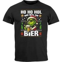MoonWorks Print-Shirt Herren T-Shirt Weihnachten Grinch Ho Ho Hol mir ein Bier Spruch mit Print