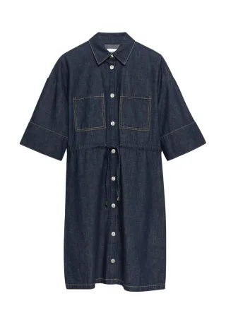 comma - Blusenkleid mit Tunnelzug blau - Gr. - 44