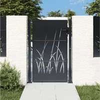 vidaXL Gartentor, Gartentor Anthrazit 105x155 cm Stahl Gras-Design