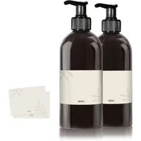 Oputec Seifenspender 2 x 500ml Seifenspender aus Kunststoff schwarz zum Befüllen +Etiketten