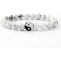 Saraswati Armband Armband "Yin Yang", mit natürlichen Howlith Perlen (8mm), Ø5,5-10cm