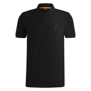 Boss - Poloshirt für Herren, mit kurzem Reißverschluss (Schwarz)