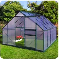 Plantiflex Gewächshaus mit Fundament, BxTxH: 250 x 310 x 205,00 cm, 6.00 mm Wandstärke, Aluminium - Garten Pflanzenhaus, Alu Treibhaus Tomatenhaus, inkl. Dachfenster