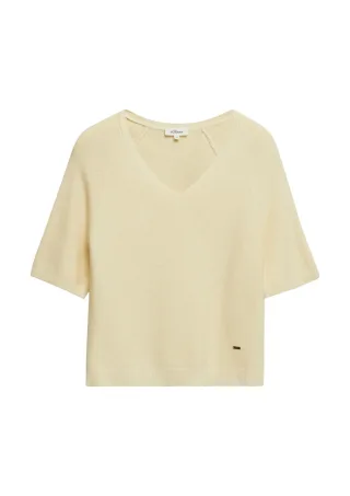 s.Oliver Red Label - Strickpullover mit V-Ausschnitt beige - Gr. - 38
