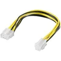 Internes Stromkabel ATX 8p auf 4p, Adapter schwarz/gelb, 24cm