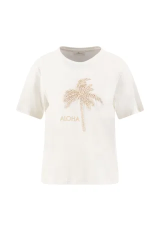 FYNCH-HATTON - T-SHIRT PALMS EMBROY milk - Gr. - M