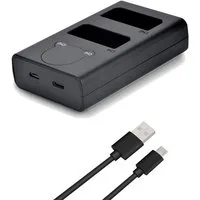Trade-Shop Lader passend für Canon EOS 1100D 1200D 1300D 2000D 4000D Kamera-Ladegerät (mit Micro-USB und USB-C Anschluss)