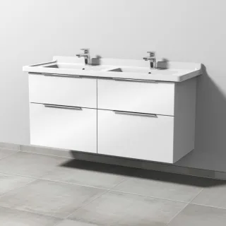 Sanipa 3way Waschtischunterbau zu Duravit Starck 3 Waschtisch mit 4 Auszügen, Weiß-Glanz UF71378