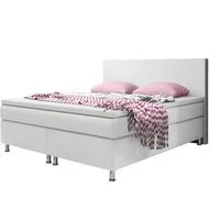 inter Boxspringbett Madrid Kunstleder mit 7 Zonen Taschenfederkernmatratzen und Topper (180x200 cm, Weiß mit 7 Zonen Taschenfederkernmatratzen und Topper), Taschenfederkern-Komfort, gepolstertes Kopfteil, inklusive Matratzen