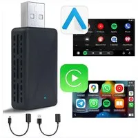 TUWENA Wireless Carplay Adapter 2-in-1 für CarPlay/Android Auto mit Type-C Adapter, Adapter Ohne Latenzzeit, Plug-and-Play, Kompatibel mit Fast Jedem Auto
