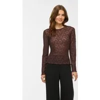 Vila Spitzenshirt VIFAY O-NECK L/S TOP - NOOS Materialmix, enger Schnitt