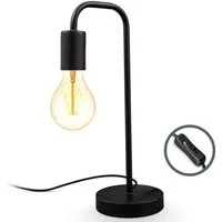 B.K.Licht Tischleuchte BK_TL1381 Retro Tischlampe, Gebogen, Matt-Schwarz, E27, ohne Leuchtmittel, Kabel mit Schalter, Metall, Runde Leselampe