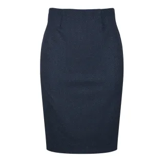 Klassischer Midirock im Bleistiftschnitt in Marineblau – Dezente Nadelstreifen, elastisches Material, Rückenschlitz