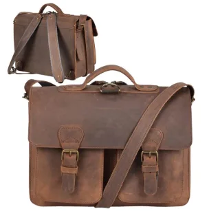 Aktentasche Leder 38x27cm 2 Fächer und Rückengurte "Classic Satchel" ranger braun 2233-73 Ruitertassen