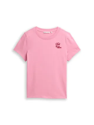 Denim Tom Tailor - T-Shirt aus Baumwolle soft blush rose - Gr. - XS