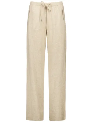 GERRY WEBER Edition - Hose mit Leinen beige/weiß - Gr. - 44