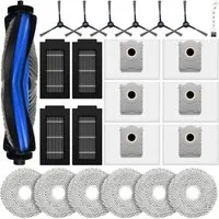 SURFOU Saugroboter Zubehör-Set 24 Stück Ersatzteile-Set für Ecovacs Deebot T50 Pro/Omni Saugroboter, 1 Hauptbürste, 4 Filter, 6 Mopptücher, 6 Seitenbürsten, 6 Staubbeutel