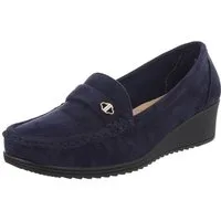 Ital-Design Eleganter Damen Slipper mit Wedge-Sohle und Details Slipper (90482679) Keilabsatz/Wedge Mokassins in Blau