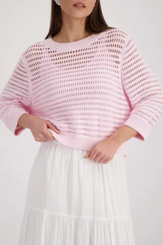 monari - Ajour-Strickpullover french rose - Gr. - 40