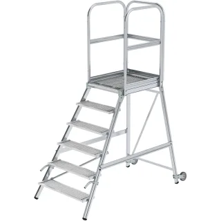 Munk Podesttreppe eins. begehbar mit Rollen und Griffen Stahl-Gitterrost - 058106