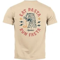 Neverless Print-Shirt Herren T-Shirt Backprint Aufdruck Schrift Eat Pasta Brustlogo Retro mit Print