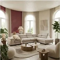 Muffo Ecksofa Plaza Maxi, Modernes Große sofa L-form mit Schlaffunktion und Verstellbare Kopfstützen Metallfüße, elegante einfache Form