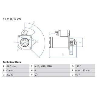 Bosch Anlasser 0,8 kW Dacia Lada Renault