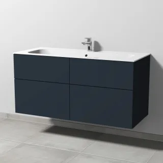 Sanipa 3way Keramik-Set Finion Keramik-Waschtisch und Unterbau mit 4 Auszügen, Marine-Matt SP4021R