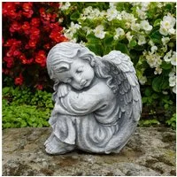 gartendekoparadies.de Gartenfigur Schlafender Engel Grabengel, Steinfigur, H. 23 cm, 6 kg, Frostsicher