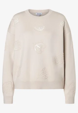 MORE & MORE - Pullover mit Pailletten weiß - Gr. - 42