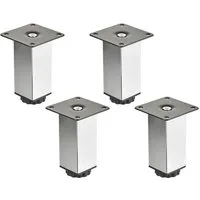 SO-TECH® Möbelfuß ZULU 38 x 38 mm 100 - 150 mm, belastbar bis 100 kg pro Fuß, (Spar-Set, 4-St), Vitrinenfuß Sockelfuß Schrankfuß Höhe 100 mm Chrom poliert