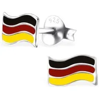 Order & Smile Schmuck Paar Ohrstecker WM Ohrstecker: Flaggen Ohrringe Silber Fahne Fanartikel Schmuck