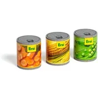 Erzi® Kaufladensortiment Erzi Konservendosen Gemüse-Mix - Kaufladenzubehör, (3 Konservendosen: Erbsen, Möhren und Mais)