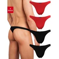 Fabio Farini String Herren Unterhosen - Männer Tangas aus atmungsaktiver Mikrofaser (4-St) im sportlichen Look mit Karo-Muster