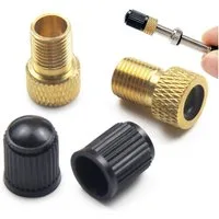 Pitlane Performance Ventilkappe Fahrradventil Adapter Set, (4-St., Fahrradzubehör, Luftpumpe Adapter Set), Adapter Französisches Ventil Dunlop & Presta auf Autoventil (Schrader)