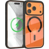 EAZY CASE Handyhülle Transparente Hülle mit MagSafe für iPhone 17 Pro 6,3 Zoll, Qi Charging kompatibel, Silicon Case, Slimcover Displayschutz, Schwarz