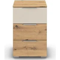 OTTO home Nachtkommode Nachttisch Nachtschrank Schubladen Sideboard Schubladenkommode ASTANA (Breite 40 cm / Höhe 61 cm), mit 3 geräumigen Schubladen, Kantengriff in Alufarben MADE IN GERMANY