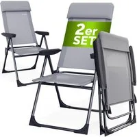 Casaria Gartenstuhl, Klappbar 2er Set 6-fach Verstellbar Alu mit hoher Rückenlehne