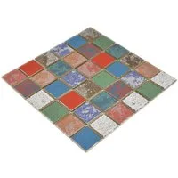 Mosani Mosaikfliesen Keramik Mosaik Fliese bunt Vintage Retro used look