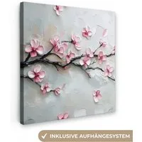 OneMillionCanvasses® Leinwandbild Blüte - Künstlerisch - Rosa - Sakura, Fotodruck (1 St), Wandbild, Deko Schlafzimmer Wohnzimmer Flur 20x20 cm