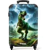 NoBoringSuitcases.com© Kinderkoffer Grüner Dinosaurier im Dschungel 55x35x20cm, 4 Rollen, Handgepäck Koffer, Hartschalenkoffer Kinder, Reisekoffer Jungen