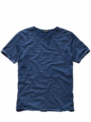 Mey & Edlich Herren Destroyed-Indigo-Shirt Blau 75 % Baumwolle, 25 % Lyocell