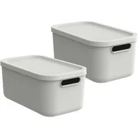 ROTHO Aufbewahrungsbox Albula Light 2er-Set Kiste 12l mit Deckel (Aufbewahrungsboxenset, 2er-Set)