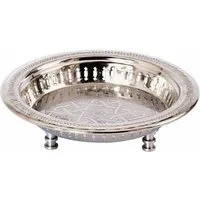 Marrakesch Orient & Mediterran Interior Dekotablett Orientalisches Serviertablett Juman modern aus Metall in Silber, 27 cm (1 St), Handarbeit